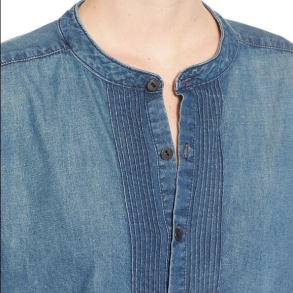 Current Elliott The Pintuck Cotton Denim Shirtdress size 3 Large - Picture 2 of 9